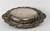 Oval Silver Plate Covered Serving Bowl