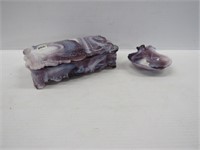 Imperial Glass Purple Slag Dresser Box + Shell