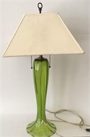 GREEN GLASS TABLE LAMP