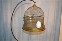 Antique Birdcage with Decorative Metal Base