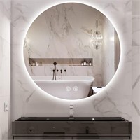 36" Round LED Bathroom Mirror with Lights