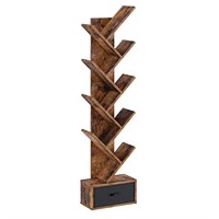 Rolanstar Bookshelf with Drawer, 9-Tier Tree