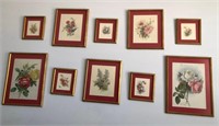 D - 10 PIECES OF FLORAL  ART FRAMED (B18)