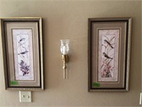 2 matching wall art & candle holder