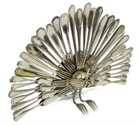 LARGE PEACOCK FORM SCULPTURE FROM CUTLERY