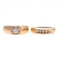 Two Gentlemen's Diamond Rings in 14K