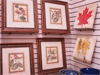 Six art items, four framed botanical