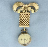 Antique Gotham Hanging Flower Windup Watch Brooch