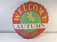 Welcome Autumn Est. 1876 Metal Bottlecap Wall Sign
