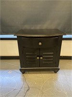 Black Bedside Table W/Drawer & Cabinet