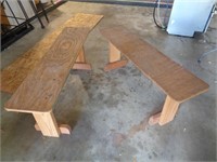 2-Hand-Made Wooden Benches
