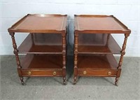 2x The Bid Vintage Leather Inlay 3 Tier Tables