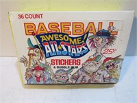 1988 Baseball Awesome All Stars Stickers Wax Box