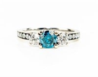 Jewelry 18k Gold & Blue Diamond Ring