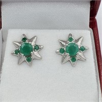 STERLING SILVER 4.9MM X4.9MM GENUINE EMERALD STAR