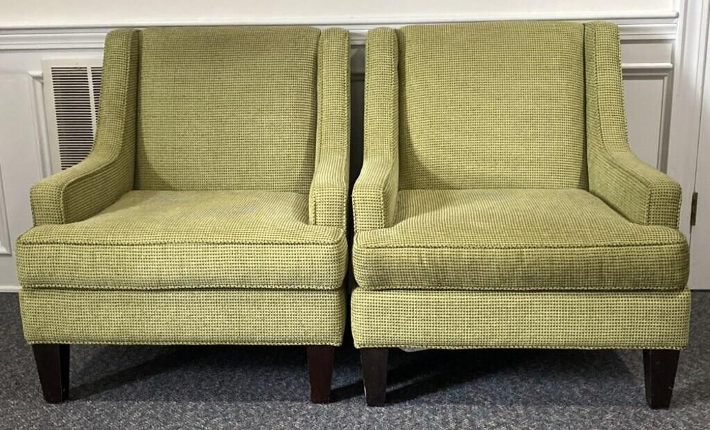 (2) MCM Upholstery Green chairs, both have tears