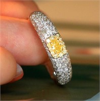 0.7ct Natural Yellow Diamond Ring, 18k gold