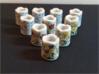 10pc West German Milk Glass Small Taper Holders