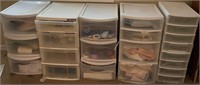 11 - LOT OF 5 STORAGE CHESTS W/ CONTENTS
