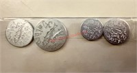 4 Faroe Islands Aluminum Coins (living room
