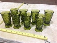 8 pcs green glass ice tea glasses
