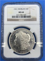 1921 Morgan Silver Dollar MS 64