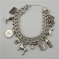 VTG. STERLING SILVER CHARM BRACELET ALL CHARMS