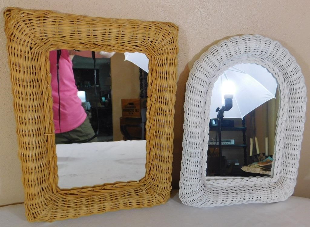 2 Vintage Wicker Mirrors