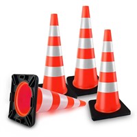 Traffic Cones 36 inch PVC Orange 4 Pack