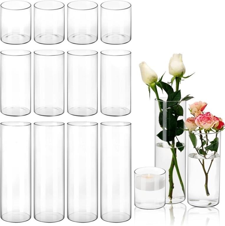 15pcs Glass Vase Hurricane Candle Holders