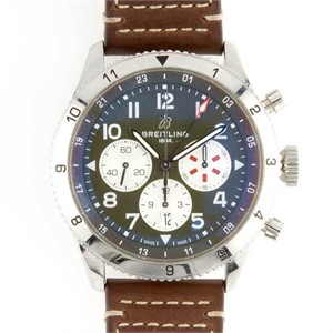 BREITLING CHRONOGRAPH GMT 46MM LEATHER WATCH