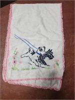 Vintage table runner embroidery handmade dogs