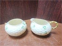 Belleek Creamer and Sugar pair