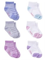 HANES 6-12M 6pk Infant Girls Ankle Socks SOFT