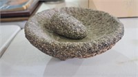 Stone grinding bowl and poultice.  Approximately