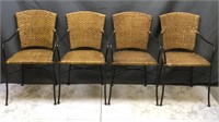 4 Crate & Barrel Chairs - Wicker & Metal