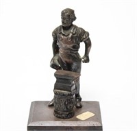 Patinated Spelter Sculpture of a Blacksmith