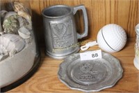 PEWTER MUG AND PLATE "THE MASTERS" - GOLF