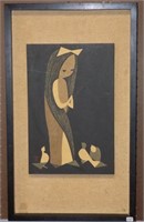 Kaoru Kowano Woodblock print on wood