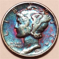 1944 Silver Mercury Dime - Fire & Ice Toning