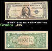 1957B $1 Blue Seal Silver Certificate Grades vf++