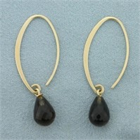 Earwire Smoky Topaz Hoop Earrings in 14k Yellow Go