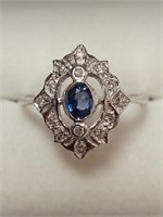 $3045 14K  Sapphire(0.33ct) 14 Diamond Ring