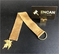 Leather Bookmark with Gold Plated Maple Leaf