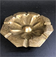 Ornate Solid Brass Art Deco 8 Sided Ash Tray