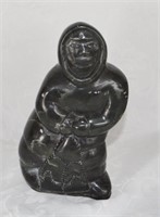 Inuit Soapstone Carving Mother & Child -Signed