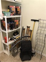 Torches,fan, tote, metal stand and more