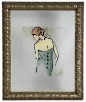 Reverse Glass Painting of a Lady