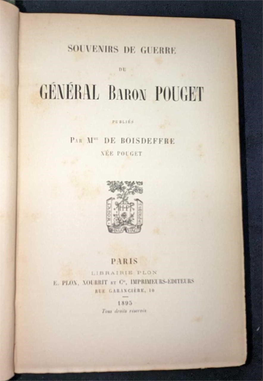 1895 Souvenirs De Guerre General Baron Pouget HC