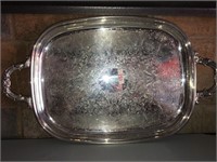 Engraved Silver Tray with Pegs
